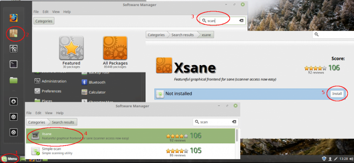 menginstall aplikasi scanner di linux mint Xsane