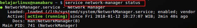 cek status service network manager